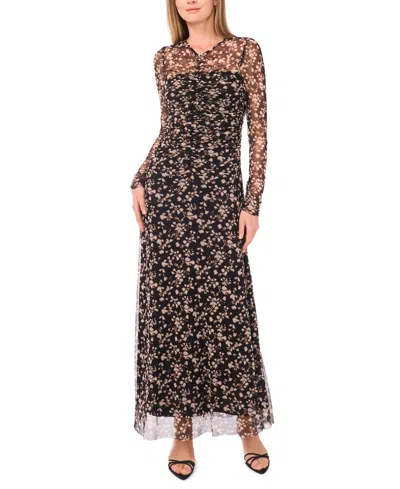 Parker Women's Printed V-neck Long Sleeve Dress In Black