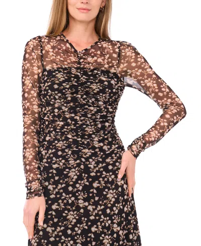 Parker Women's Printed V-neck Long Sleeve Dress In Black