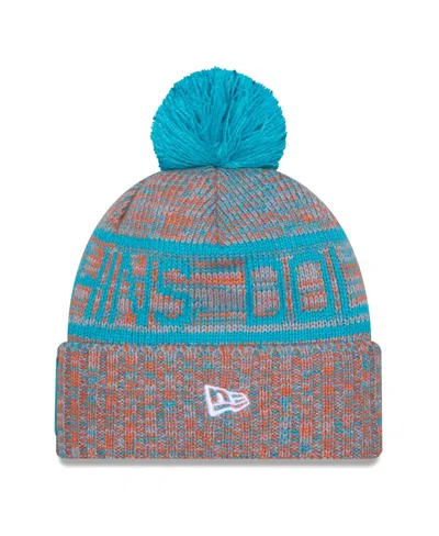New Era Men's Orange Miami Dolphins 2025 Sideline Cold Weather Cuffed Pom With Knit Hat In Multi