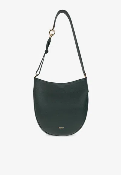 Ferragamo Medium Hobo North-south Leather Shoulder Bag In Green