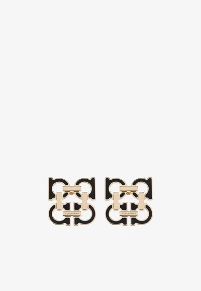 Ferragamo Four Gancini Clip On Earrings In Black