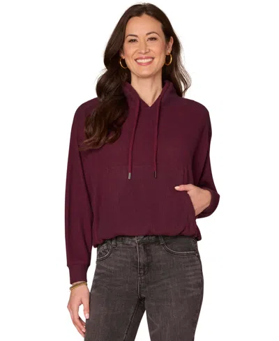 Democracy Women's Long Sleeve Top In Burgundy