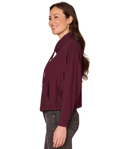 Democracy Women's Long Sleeve Top In Burgundy
