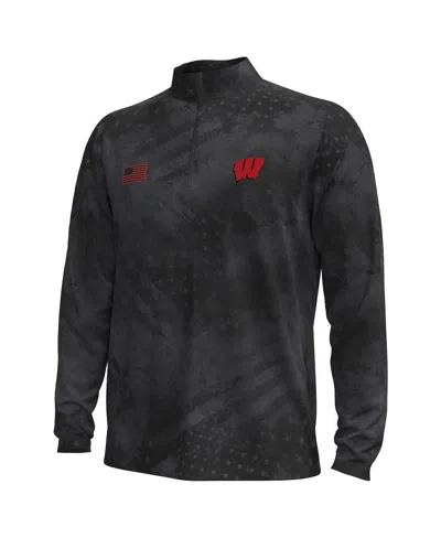 Under Armour Men's Black Wisconsin Badgers Freedom Collection Armorfuse Half-zip Sweatshirt In Black