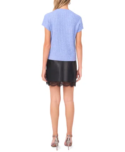 Vince Camuto Women's Lurex Short Sleeves Sweater In Blue