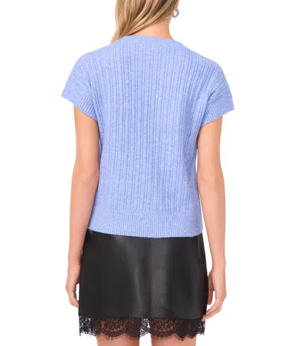 Vince Camuto Women's Lurex Short Sleeves Sweater In Blue