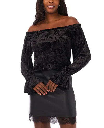 Vince Camuto Women's Ruffle Neck Off-shoulder Top In Black