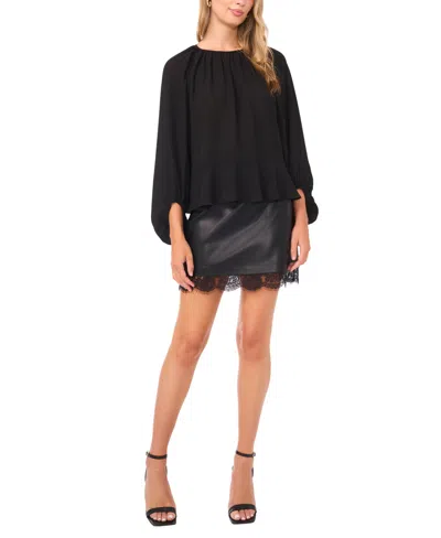 Vince Camuto Women's Ruffle Crewneck Top In Black
