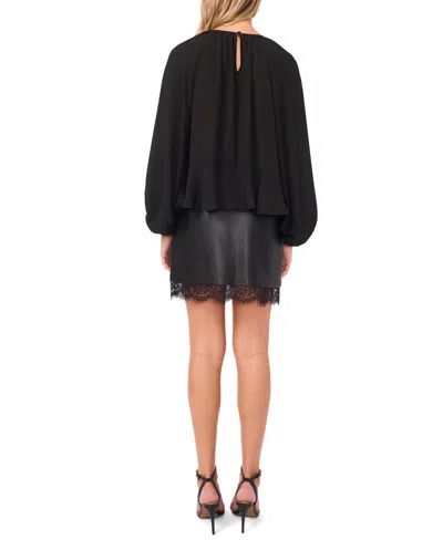 Vince Camuto Women's Ruffle Crewneck Top In Black