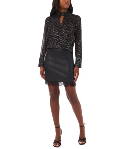 Vince Camuto Women's Front Keyhole Bell Sleeve Top In Black