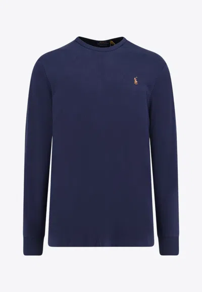 Polo Ralph Lauren Long-sleeved Logo T-shirt In Blue