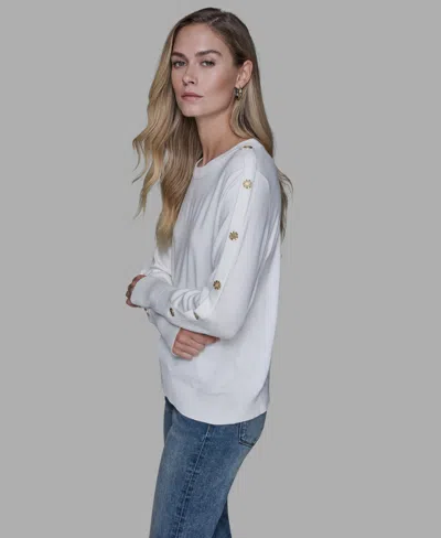 Karl Lagerfeld Women's Crewneck Sweater In White
