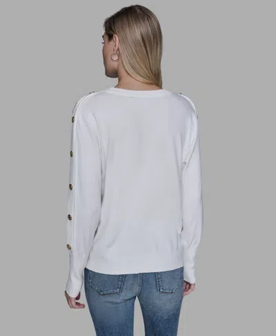 Karl Lagerfeld Women's Crewneck Sweater In White