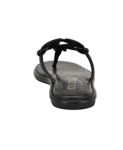 Guess Women's Saime Embellished G Cutout Flat Thong Sandals In Black
