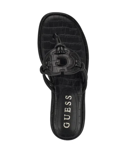 Guess Women's Saime Embellished G Cutout Flat Thong Sandals In Black