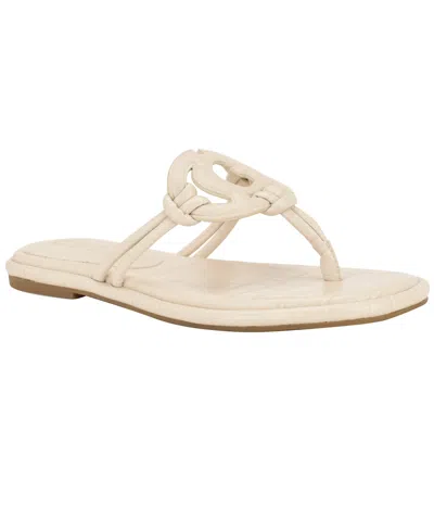 Guess Women's Saime Embellished G Cutout Flat Thong Sandals In Neutral