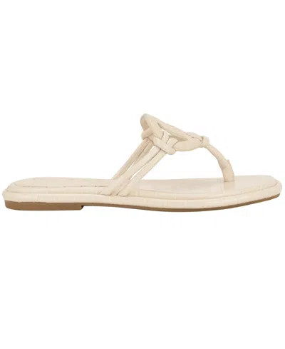 Guess Women's Saime Embellished G Cutout Flat Thong Sandals In Neutral