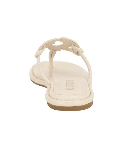 Guess Women's Saime Embellished G Cutout Flat Thong Sandals In Neutral