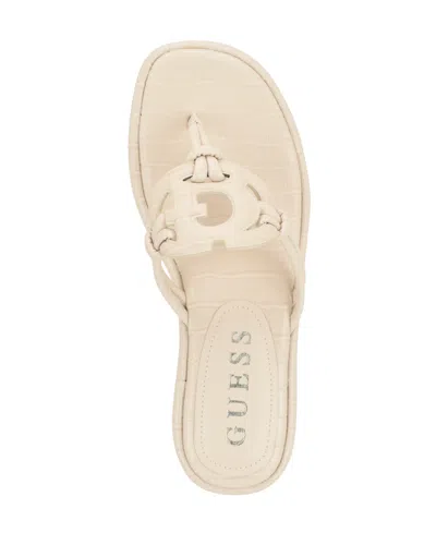 Guess Women's Saime Embellished G Cutout Flat Thong Sandals In Neutral