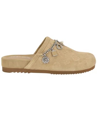Guess Women's Gavyn Charms Logo Slip-on Clogs In Brown