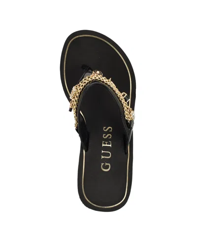 Guess Women's Sutton Charms Eva Thong Wedge Sandals In Black