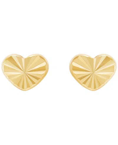 Macy's Kids Polished Heart Button Stud Earrings In 10k Yellow Gold In Gold