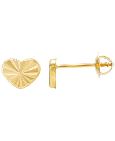Macy's Kids Polished Heart Button Stud Earrings In 10k Yellow Gold In Gold