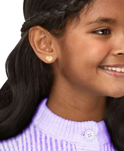 Macy's Kids Polished Heart Button Stud Earrings In 10k Yellow Gold In Gold
