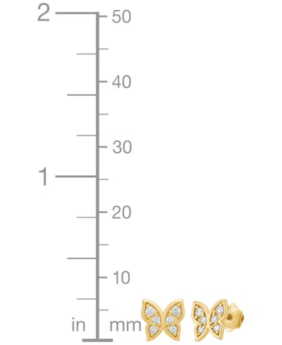 Macy's Children's White Cubic Zirconia Butterfly Earrings In 14k Yellow Gold In Gold