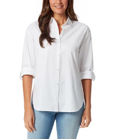 Gloria Vanderbilt Amanda Womens Cotton Office Button-down Top In White