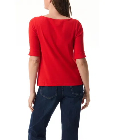 Gloria Vanderbilt Women's Alanis Boat Neck Elbow-sleeve T-shirt In Red
