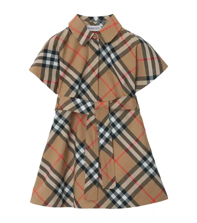 Burberry Checked Cotton Shirtdress In Sand