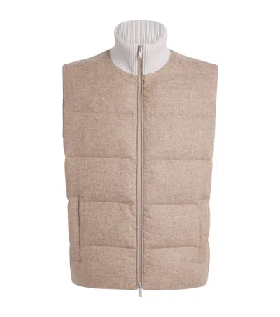 Lardini Wool-cashmere Down Gilet In Neutral