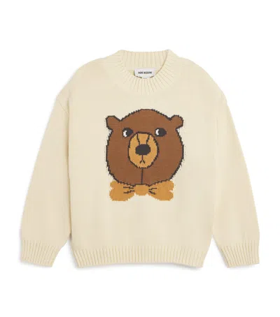 Mini Rodini Bear Intarsia Sweater In Neutral