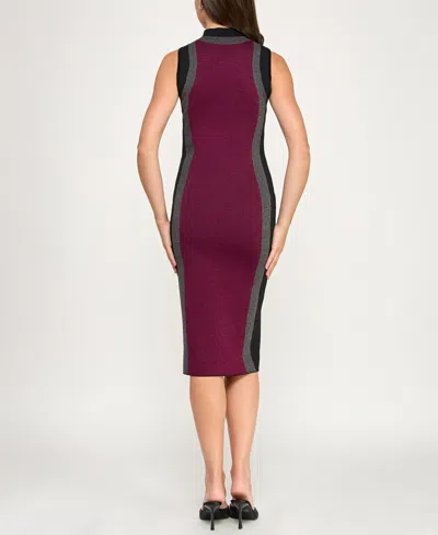 Invitee Juniors' Sleeveless Mock Neck Midi Sweaterdress In Purple