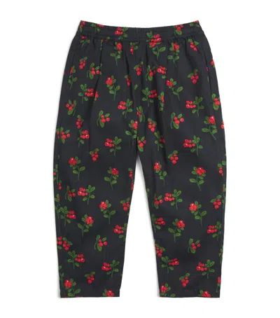 Mini Rodini Organic Cotton Lingoberries Trousers In Black