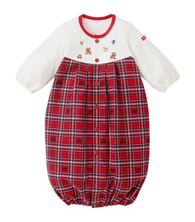 Miki House Cotton Tartan Playsuit In Multi