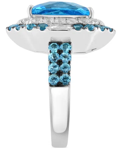 Effy Collection Effy Blue Topaz (7-1/2 Ct. T.w.) & White Topaz (1 Ct. T.w.) Halo Ring In Sterling Silver In Blue