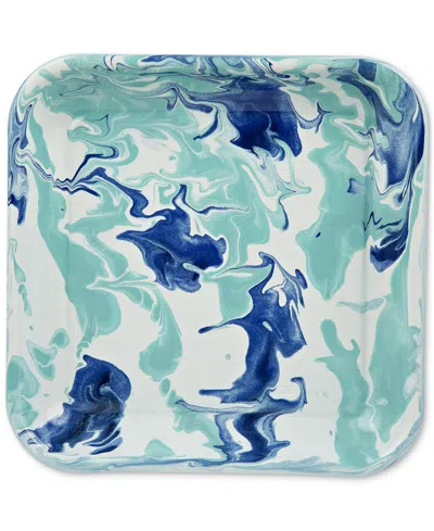 Golden Rabbit Lagoon Enameled Steel Square Trays, Set Of 2 In Multi