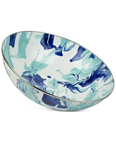 Golden Rabbit Lagoon Enameled Steel Large Serving Bowl In Green