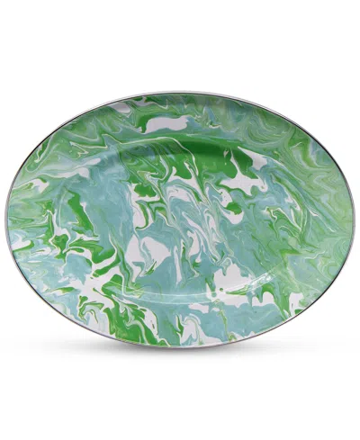 Golden Rabbit Modern Monet Oval Platter In Green