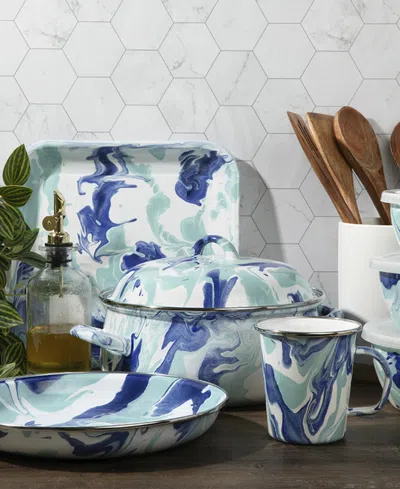 Golden Rabbit Lagoon Enameled Steel 4-qt. Dutch Oven In Blue