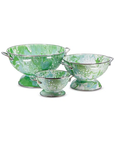 Golden Rabbit Modern Monet Colanders, Set Of 3 In Green