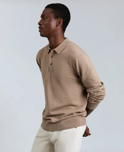 Kenneth Cole Men's Long Sleeve Polo Sweater In Brown