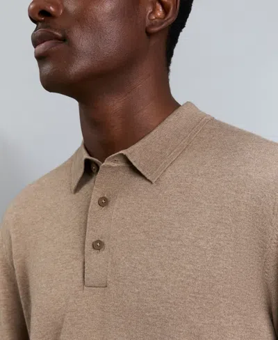 Kenneth Cole Men's Long Sleeve Polo Sweater In Brown