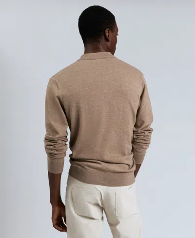 Kenneth Cole Men's Long Sleeve Polo Sweater In Brown