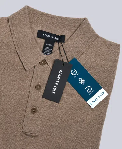 Kenneth Cole Men's Long Sleeve Polo Sweater In Brown