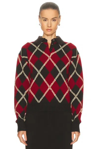 Guest In Residence Collegiate Argyle Polo Top In Multi