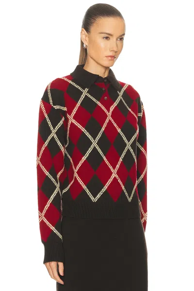 Guest In Residence Collegiate Argyle Polo Top In Multi