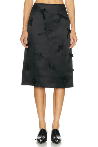 Jil Sander Bow-detail Satin Midi Skirt In Black
